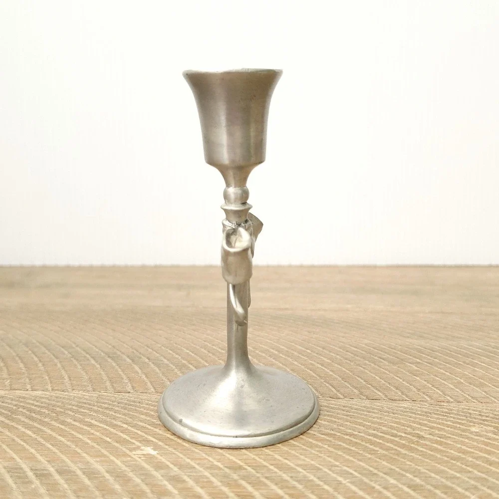 1992 Seagull Pewter Canada Candle Stick Holder Bow 5 Inches